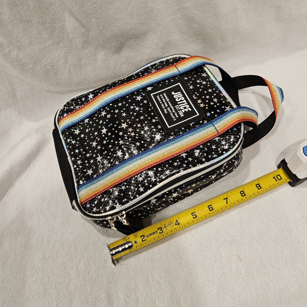 Justice Starry Black Lunch Bag with Rainbow Handles - Picture 3 of 3
